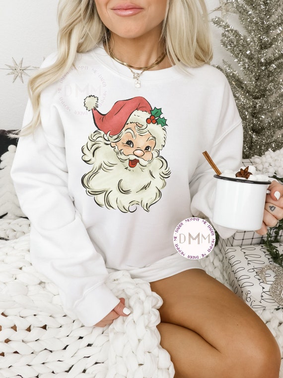 Vintage Santa Sweatshirt, Retro Santa Sweatshirt, Vintage Christmas Sweater, Retro Christmas Sweatshirt Trendy Christmas Sweater Oversized