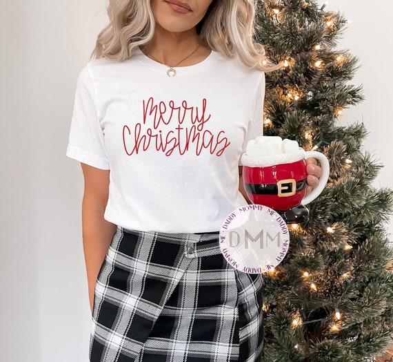 Merry Christmas Shirt - Cute Shirt For Christmas - Long Sleeve or Short Sleeve Shirt - Simple Shirt For Christmas - Family Christmas Shirt