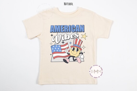 American Vibes Shirt America Shirt Cute July 4th Shirt Kid Retro 4th Of July Shirt Kid Toddler Girl Shirt Retro Kid Graphic Tee Independence