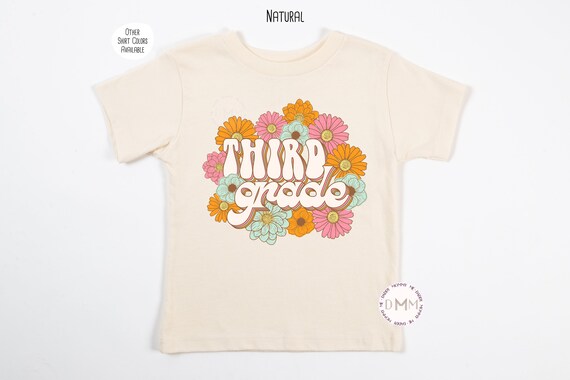 Third Grade Shirt, Retro Third Grade Floral Shirt, 3rd Grade Shirt, Back To School, First Day Of School Shirt, 1st Day Of School Shirt Girl