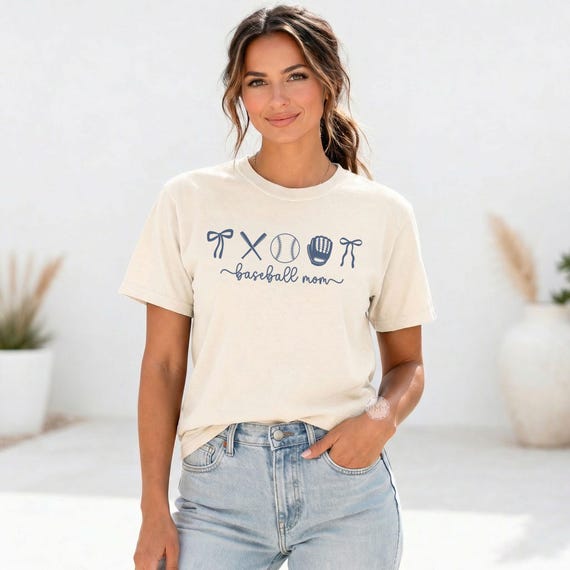 Baseball Mom Comfort Colors Tee, Coquette Game Day Shirt, Vintage Sports Mom