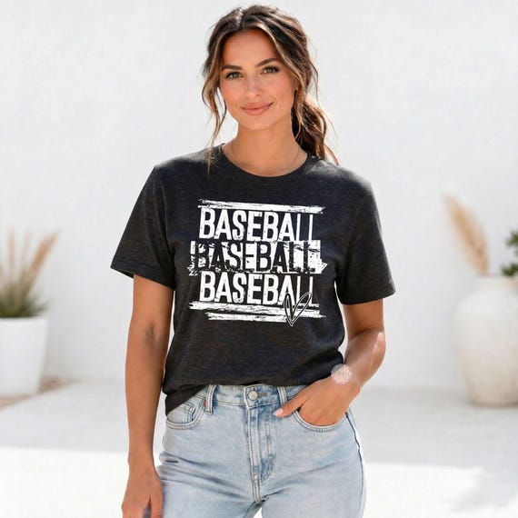 Baseball Mom Graphic Tee, Game Day Sports Shirt, Distressed Baseball Lover Apparel