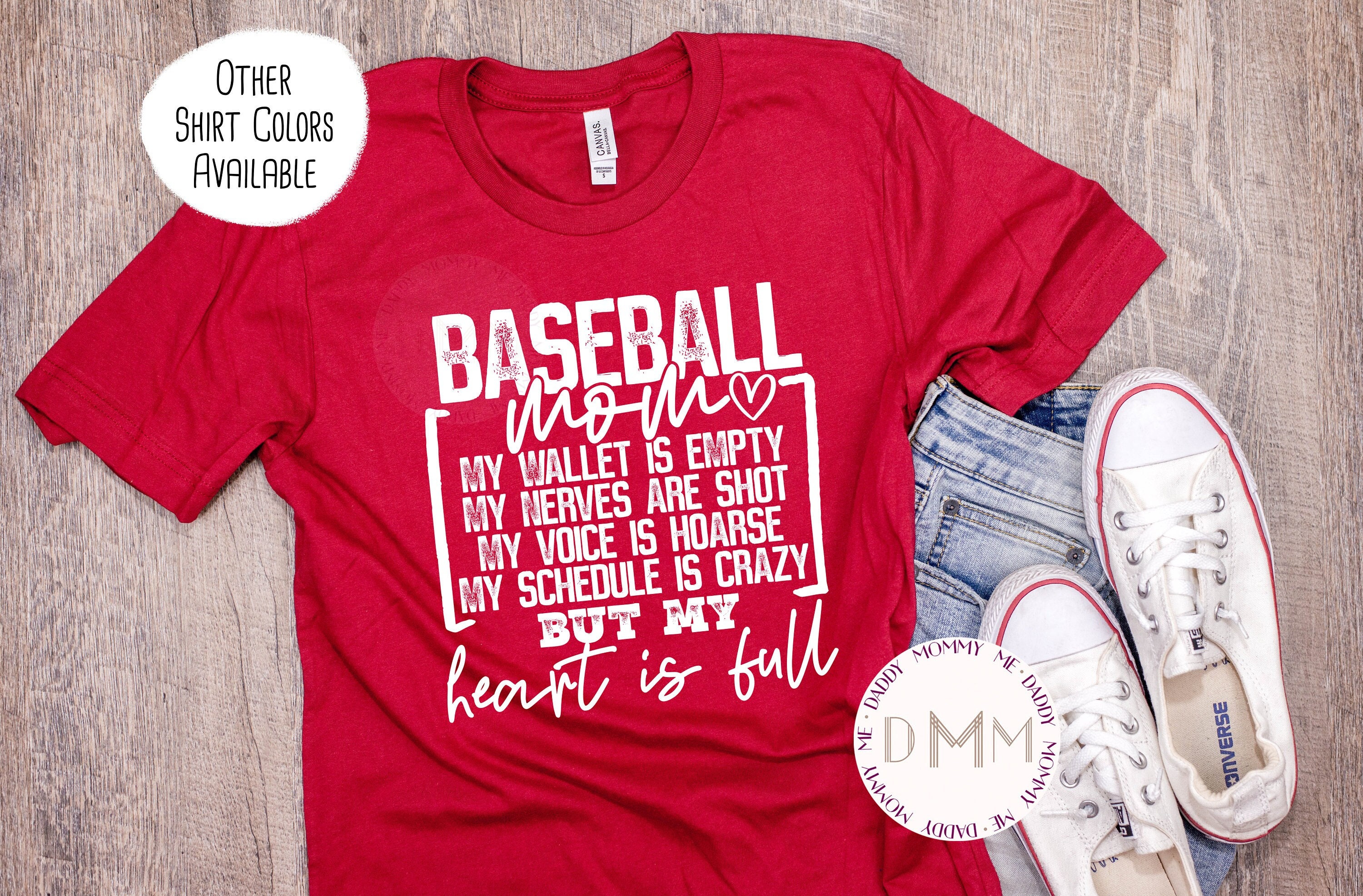 Baseball Mom My Heart Is Full Graphic Tee
