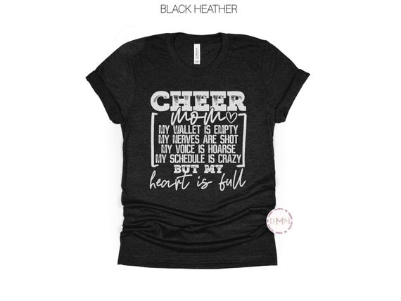Cheer Mom Heart Is Full Graphic Tee, Cheerleading Competition Shirt