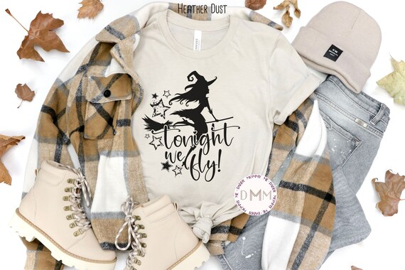 Tonight We Fly Shirt Halloween Shirt Witch Shirt Flying Witch Shirt Unisex Graphic Tee Shirts For Halloween Broomstick Funny Halloween Shirt