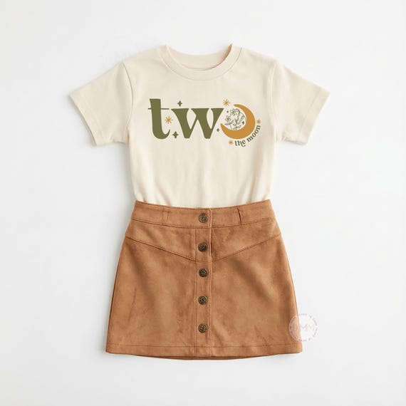 Two the Moon 2nd Birthday Shirt for Kids | Second Birthday Outfit | Toddler Birthday Tee | Neutral Boho Birthday Shirt