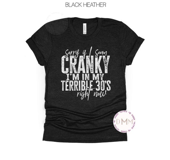 Funny 30th Birthday Shirt, Sorry If I Seem Cranky I'm In My Terrible 30s Right Now Shirt, Sarcastic 30th Birthday Shirt, 30s Birthday Shirt