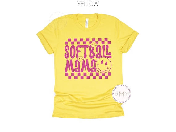 Softball Mama Shirt Softball Mama Checkered Shirt Softball Graphic Tee Trendy Mom Shirt Softball Mom Retro Shirt Softball Season Hot Pink