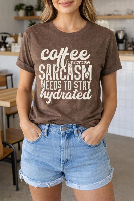 Coffee Because Sarcasm Needs to Stay Hydrated Shirt | Funny Coffee Lover Graphic Tee