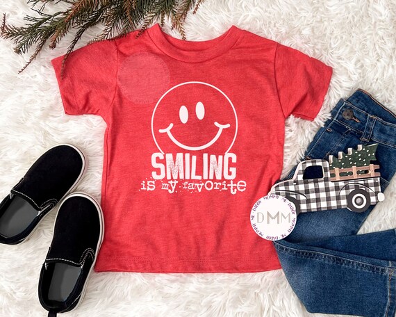 Smiling Is My Favorite Shirt, Christmas Toddler Shirt, Christmas Kid Shirt, Elf Shirt Kid, Positive Kid Shirt, Cute Youth Shirt, Trendy Kid