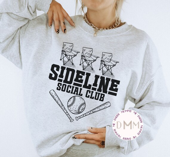 Sideline Social Club Sweatshirt, Funny Baseball Mom Sweatshirt, Baseball Mom Gift, Trendy Baseball Mom Sweatshirt, Softball Mom Sweatshirt