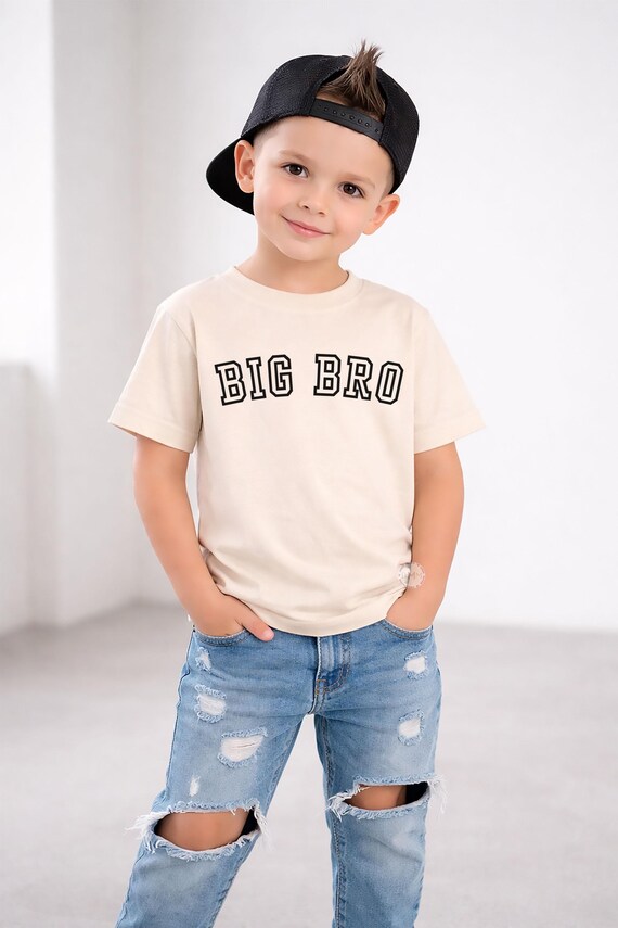 Big Bro Shirt, Collegiate Style Toddler Tee, Sibling Reveal Outfit
