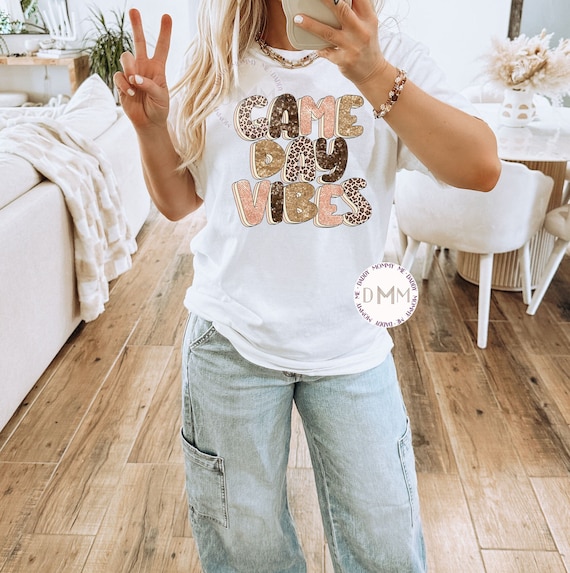 Game Day Vibes Shirt, Football Mom Shirt, Bella Canvas Unisex Graphic Tee Women Cute Sports Mom Shirt, Football Game Shirt, Teacher Shirt