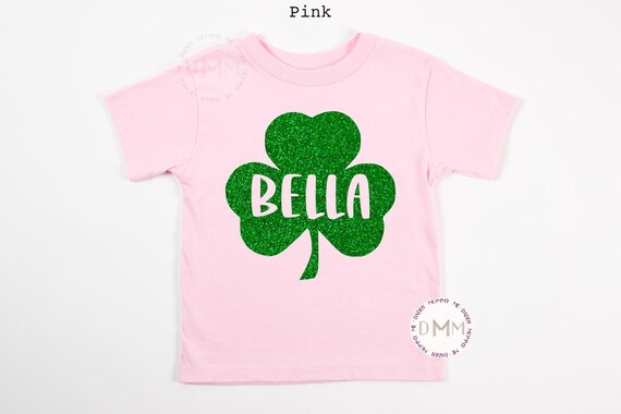 Personalized St Patricks Day Shamrock Shirt Kid Shamrock Glitter Name Shirt Toddler St Patricks Day Shamrock Youth Shirt Shamrock Toddler
