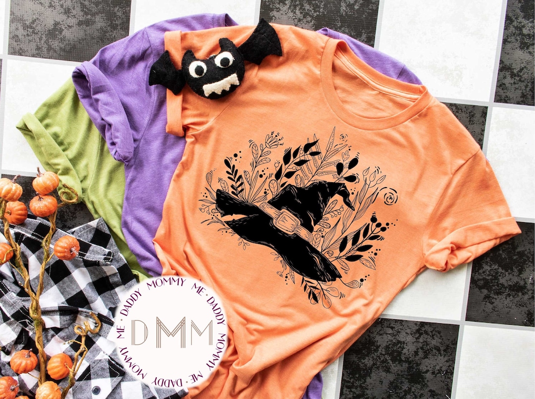 Floral Witch Hat Shirt Halloween Shirt for Women Bella Canvas Unisex ...