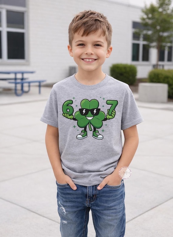 6 7 Shamrock Shirt for Kids | Funny 67 St Patrick’s Day Meme Tee