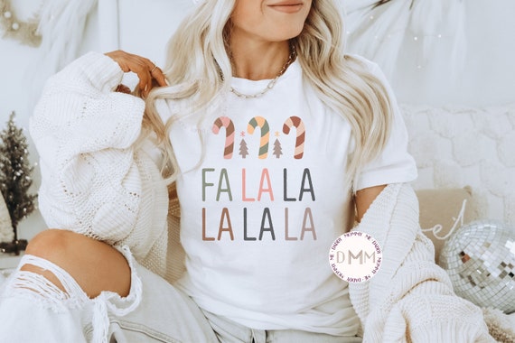 Fa La La La La La Shirt, Boho Christmas Shirt, Candy Cane Shirt, Trendy Christmas Shirt, Christmas Graphic Tee, Merry Christmas Shirt Women