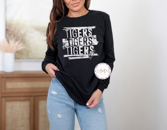 Tigers Long Sleeve T Shirt Tigers Grunge Long Sleeve Shirt Tigers School Shirt Tigers Mom Tigers Football Tigers Sports Shirt