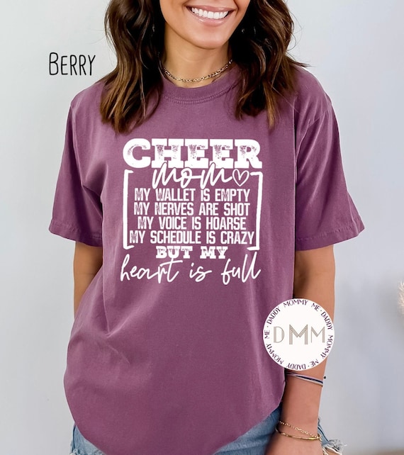 Cheer Mom Shirt Comfort Colors TShirt Cheer Mom Shirt Funny Cheer Mom TShirt Cheer Competition Shirt For Mom Trendy Cheer Mom Heart Is Full