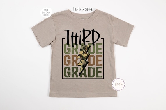 Third Grade Camo Shirt, 3rd Grade Lightning Shirt, Back To School Shirt, First Day Of School Shirt Boys, 3rd Grade Shirts For Boys School
