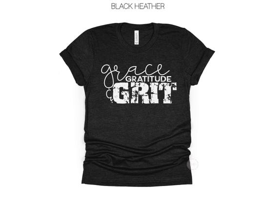 Grace Gratitude Grit Shirt, Christian Inspirational Tee, Faith Based Graphic T Shirt, Motivational Christian Gift for Women, Bible Faith Tee