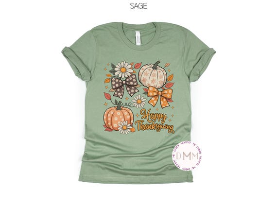 Happy Thanksgiving Shirt - Floral Pumpkin Fall TShirt