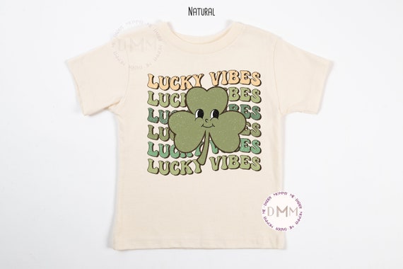 Lucky Vibes Shirt Retro St Patrick Day Shirt Kid Retro St Pattys Shirt Cute St Patricks Toddler Shirt Trendy Kid Graphic Tee Retro Clover