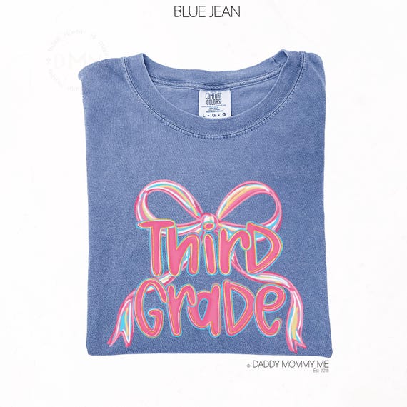Comfort Colors Third Grade Teacher Shirt, Third Grade Coquette Shirt, 3rd Grade Teacher Shirt, 3rd Grade Coquette Shirt, Third Grade Bow Tee