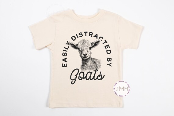 Funny Goat Shirt Kid - Easily Distracted By Goats