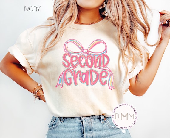 Comfort Colors Second Grade Teacher Shirt, Second Grade Coquette Shirt, 2nd Grade Teacher Shirt, 2nd Grade Coquette Shirt, Second Grade Bow