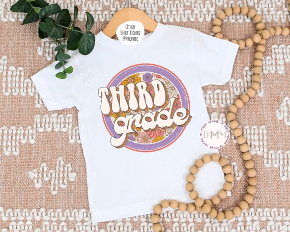 Third Grade Shirt, Retro Third Grade Flower Circle, Retro 3rd Grade Shirt Back To School, First Day Of School Shirt, 1st Day Of School Shirt