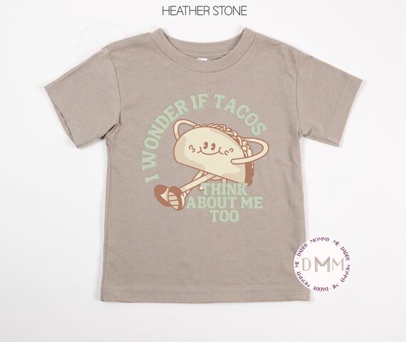 Retro Taco Shirt, I Wonder If Tacos Think About Me Too Shirt, Funny Taco Kids Tee, Taco Toddler Shirt, Kids Taco Shirt, Taco Shirt For Kids