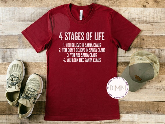 4 Stages Of Life Santa Claus Shirt, Funny Christmas Shirt, Sarcastic Christmas Shirt, Funny Dad Tee, Funny Santa Shirt, Christmas Dad Shirt