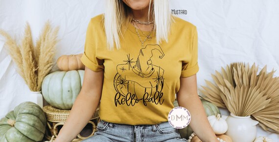 Hello Fall Shirt Cute Fall Shirt Halloween Shirt Graphic Tees Women Trendy Fall Shirt October Shirt Fall Vibes TShirt For Fall Women Autumn