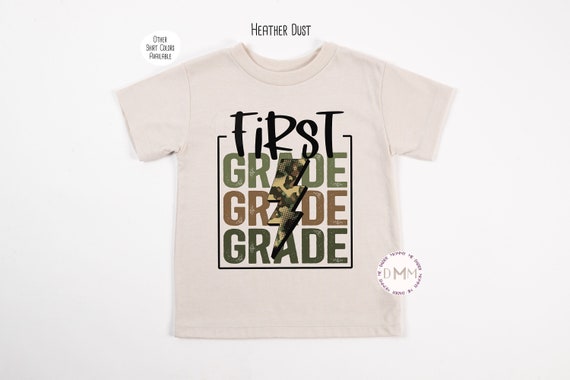 First Grade Camo Shirt First Grade Lightning Shirt Back To School Shirt First Day Of School Shirt Boys Trendy Shirts For Boys School Toddler