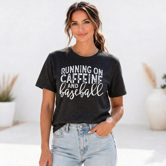 Running on Caffeine and Baseball Mom Shirt, Game Day Tee