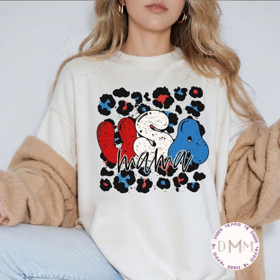 Comfort Colors Shirt USA Mama Shirt 4th of July Shirt America Retro Tee Fourth of July 4th Graphic Tee Independence Day Trendy Tee USA Mom