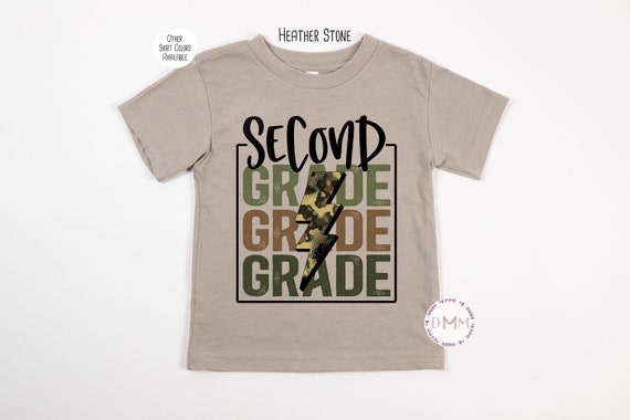 Second Grade Camo Shirt 2nd Grade Lightning Shirt Back To School Shirt First Day Of School Shirt Boys Trendy Shirts For Boys School Toddler