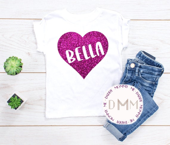 Valentine's Day Shirt for Kids, Personalized Heart Shirt, Valentines Day shirt for Girl, Heart With Name Shirt, Toddler Girl Shirt Heart