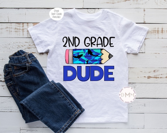 2nd Grade Dude Shirt, Second Grade Shirt Kids, 2nd Grade Shark Shirt, Back To School Shirt Boys, First Day of School Shirt Boy Shark Pencil