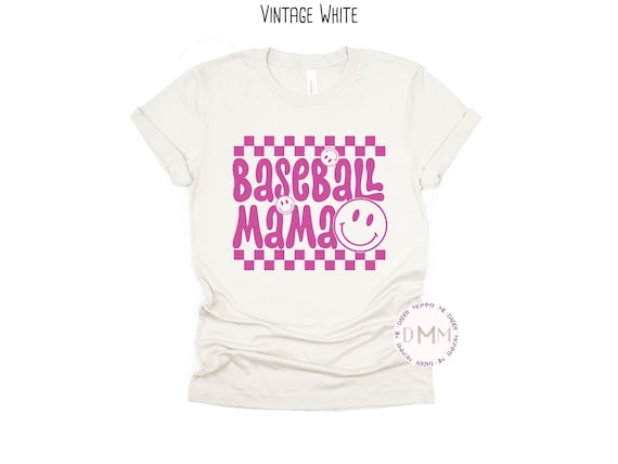 Baseball Mama Shirt Baseball Mama Checkered Shirt Baseball Graphic Tee Trendy Mom Shirt Baseball Mom Retro Shirt Baseball Season Hot Pink