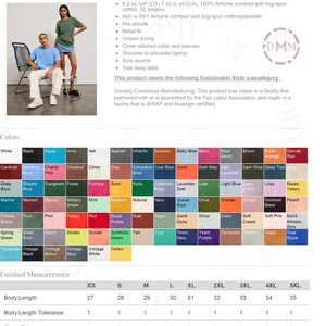 K&ouml;nnte beinhalten: Eine Produktkatalogseite f&uuml;r Bella+Canvas Jersey-Tees. Die Seite enth&auml;lt eine Farbtabelle mit verschiedenen Optionen, darunter Schwarz, Wei&szlig; und Marine. Fertige Ma&szlig;e sind f&uuml;r die Gr&ouml;&szlig;en XS bis 5XL angegeben, mit einer K&ouml;rperl&auml;nge von 68,5 bis 89 cm.