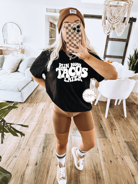 Run Now Tacos Later Shirt - Funny Exercise Shirt - Funny Workout Shirt - Funny Taco Shirt - Gym Shirt - Fitness - I Do It For The Tacos Tee