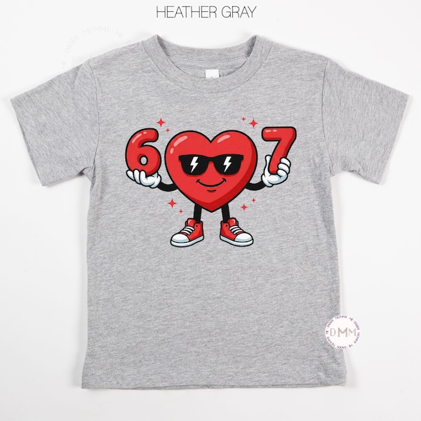 67 Valentine's Day Kids Shirt | 6 7 Heart Toddler Youth Outfit