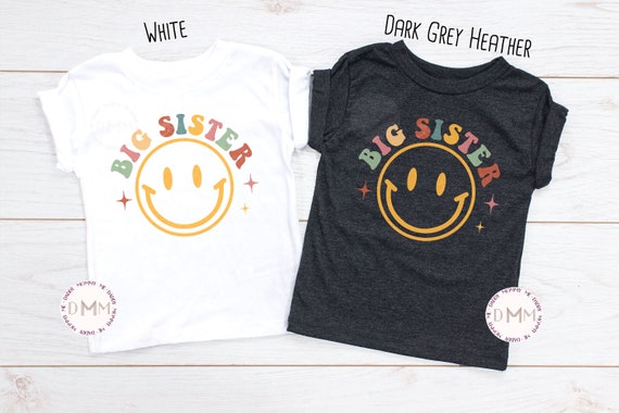 Big Sister Retro Smile Shirt, Big Sister Shirt, Big Sister Toddler, Retro Big Sister Tee, Big Sister Announcement Gender Reveal Shirt Girl