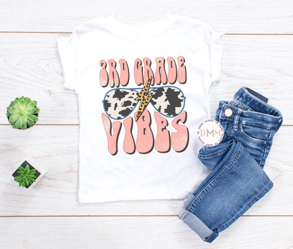 3rd Grade Vibes Retro Cow Print Sunglasses Shirt Third Grade Shirt Girl Back To School Shirt First Day Of School Shirt Girl Trendy Toddler
