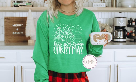 This Girl Loves Christmas Sweatshirt, Cute Christmas Sweater, Trendy Christmas Sweatshirt, Christmas Tree Sweatshirt, Sweater For Christmas