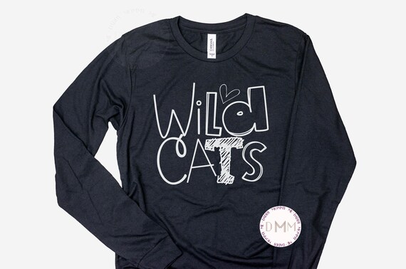 Wildcats Long Sleeve T Shirt Wildcats School Long Sleeve Shirt Wildcats School Shirt Wildcats Mom Wildcats Football Wildcats Sports Shirt