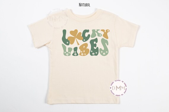 Lucky Vibes Shirt Retro St Patrick Day Shirt Kid Retro St Pattys Shirt Cute St Patricks Toddler Shirt Trendy Kid Graphic Tee Retro Clover