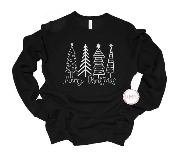 Bella Canvas Sweatshirt - Merry Christmas Sweatshirt Christmas Trees Sweatshirt Bella Canvas Super Soft Sweatshirt Christmas Trees Trendy